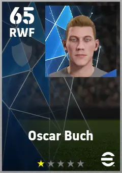 Oscar Buch eFootball 2026 player card — 65 OVR RWF