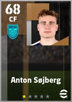 Anton Sojberg eFootball 2026 player card — 68 OVR CF