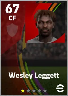 Wesley Leggett eFootball 2026 player card — 67 OVR CF