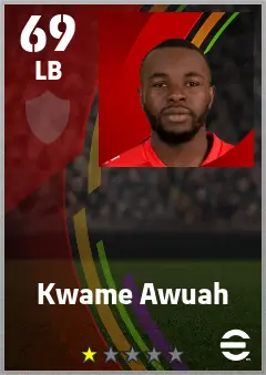 Kwame Awuah eFootball 2026 player card — 69 OVR LB