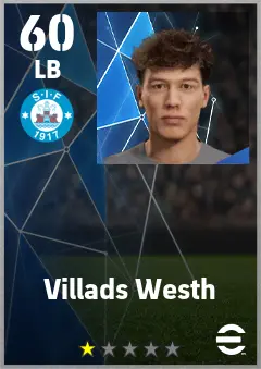 Villads Westh eFootball 2026 player card — 60 OVR LB