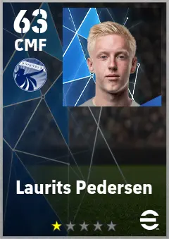Laurits Pedersen eFootball 2026 player card — 63 OVR CMF