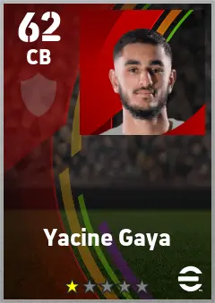 Yacine Gaya eFootball 2026 player card — 62 OVR CB