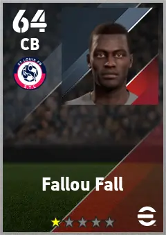 Fallou Fall eFootball 2026 player card — 64 OVR CB