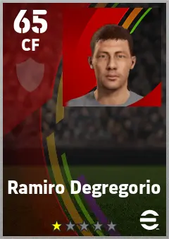 Ramiro Degregorio eFootball 2026 player card — 65 OVR CF