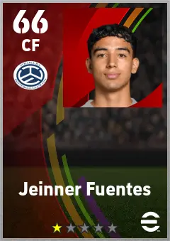 Jeinner Fuentes eFootball 2026 player card — 66 OVR CF