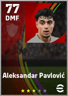 Aleksandar Pavlovic eFootball 2026 player card — 77 OVR DMF