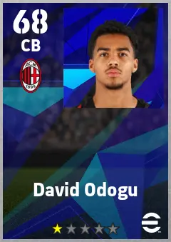 David Odogu eFootball 2026 player card — 68 OVR CB