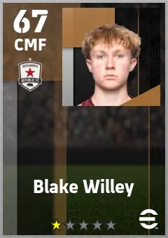 Blake Willey eFootball 2026 player card — 67 OVR CMF