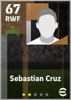 Sebastian Cruz eFootball 2026 player card — 67 OVR RWF