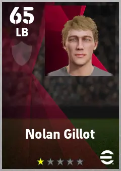 Nolan Gillot eFootball 2026 player card — 65 OVR LB