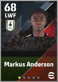 Markus Anderson eFootball 2026 player card — 68 OVR LWF