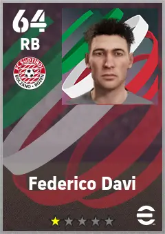 Federico Davi eFootball 2026 player card — 64 OVR RB