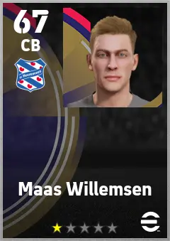 Maas Willemsen eFootball 2026 player card — 67 OVR CB