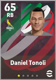 Daniel Tonoli eFootball 2026 player card — 65 OVR RB