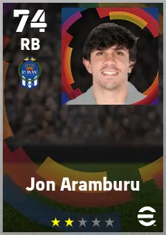 Jon Aramburu eFootball 2026 player card — 74 OVR RB