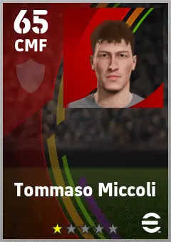 Tommaso Miccoli eFootball 2026 player card — 65 OVR CMF