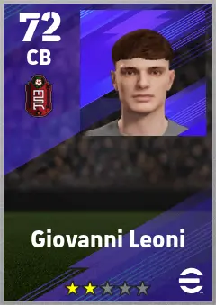 Giovanni Leoni eFootball 2026 player card — 72 OVR CB