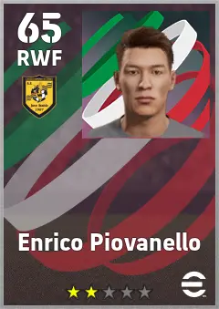 Enrico Piovanello eFootball 2026 player card, 65 OVR RWF
