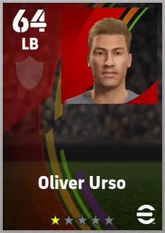 Oliver Urso eFootball 2026 player card — 64 OVR LB
