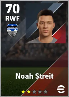 Noah Streit eFootball 2026 player card — 70 OVR RWF