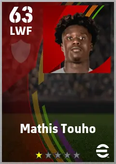 Mathis Touho eFootball 2026 player card — 63 OVR LWF
