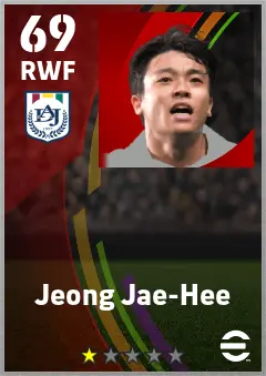 Jeong Jae-Hee eFootball 2026 player card — 69 OVR RWF