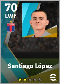 Santiago Lopez eFootball 2026 player card — 70 OVR LWF