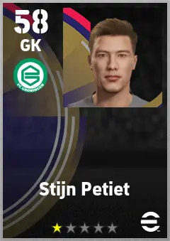 Stijn Petiet eFootball 2026 player card — 58 OVR GK