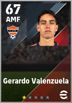 Gerardo Valenzuela eFootball 2026 player card — 67 OVR AMF