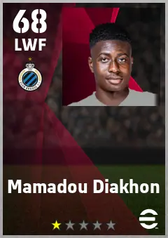 Mamadou Diakhon eFootball 2026 player card — 68 OVR LWF