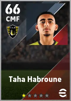 Taha Habroune eFootball 2026 player card — 66 OVR CMF