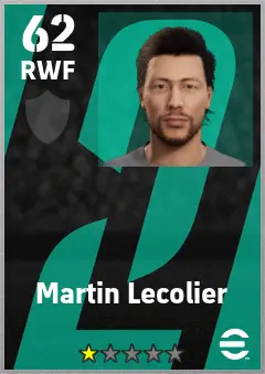 Martin Lecolier eFootball 2026 player card — 62 OVR RWF