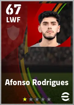 Afonso Rodrigues eFootball 2026 player card — 67 OVR LWF