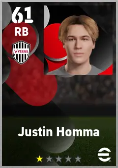 Justin Homma eFootball 2026 player card — 61 OVR RB