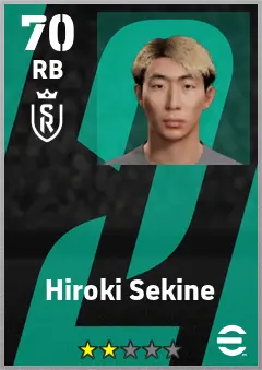 Hiroki Sekine eFootball 2026 player card — 70 OVR RB