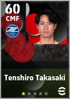 Tenshiro Takasaki eFootball 2026 player card — 60 OVR CMF