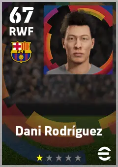 Dani Rodriguez eFootball 2026 player card — 67 OVR RWF