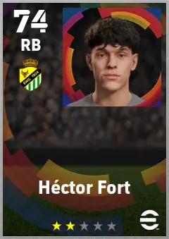 Hector Fort eFootball 2026 player card — 74 OVR RB