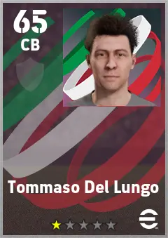 Tommaso Del Lungo eFootball 2026 player card — 65 OVR CB