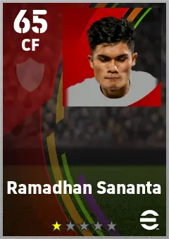 Ramadhan Sananta eFootball 2026 player card — 65 OVR CF