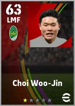 Choi Woo-Jin eFootball 2026 player card — 63 OVR LMF