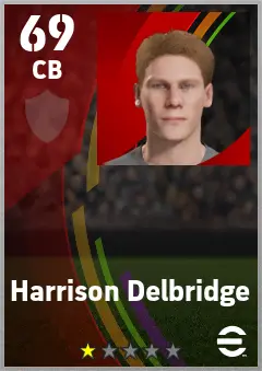 Harrison Delbridge eFootball 2026 player card — 69 OVR CB