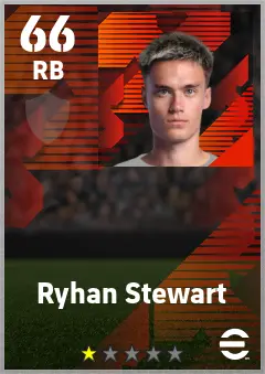 Ryhan Stewart eFootball 2026 player card — 66 OVR RB