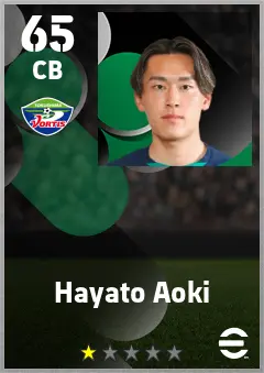 Hayato Aoki eFootball 2026 player card — 65 OVR CB