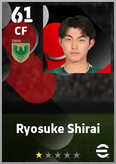 Ryosuke Shirai eFootball 2026 player card — 61 OVR CF