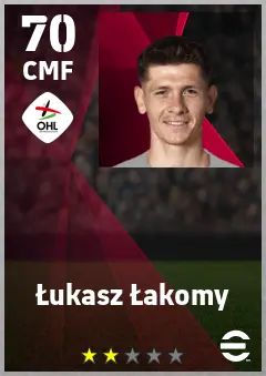 Lukasz Lakomy eFootball 2026 player card — 70 OVR CMF