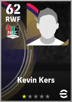 Kevin Kers eFootball 2026 player card — 62 OVR RWF