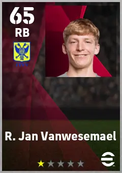 R. Jan Vanwesemael eFootball 2026 player card — 65 OVR RB