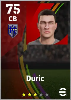 Duric eFootball 2026 player card — 75 OVR CB